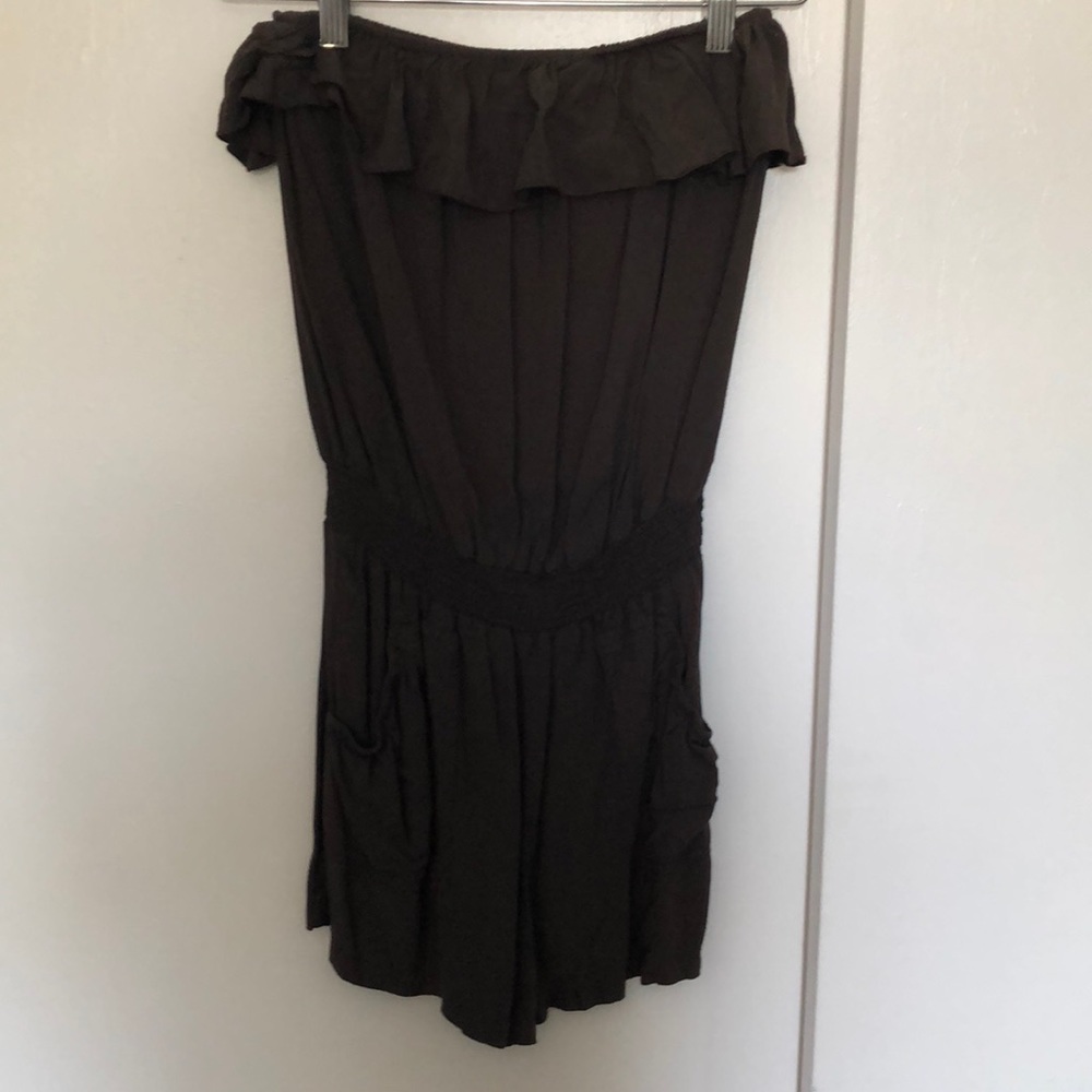 Brown strapless romper
